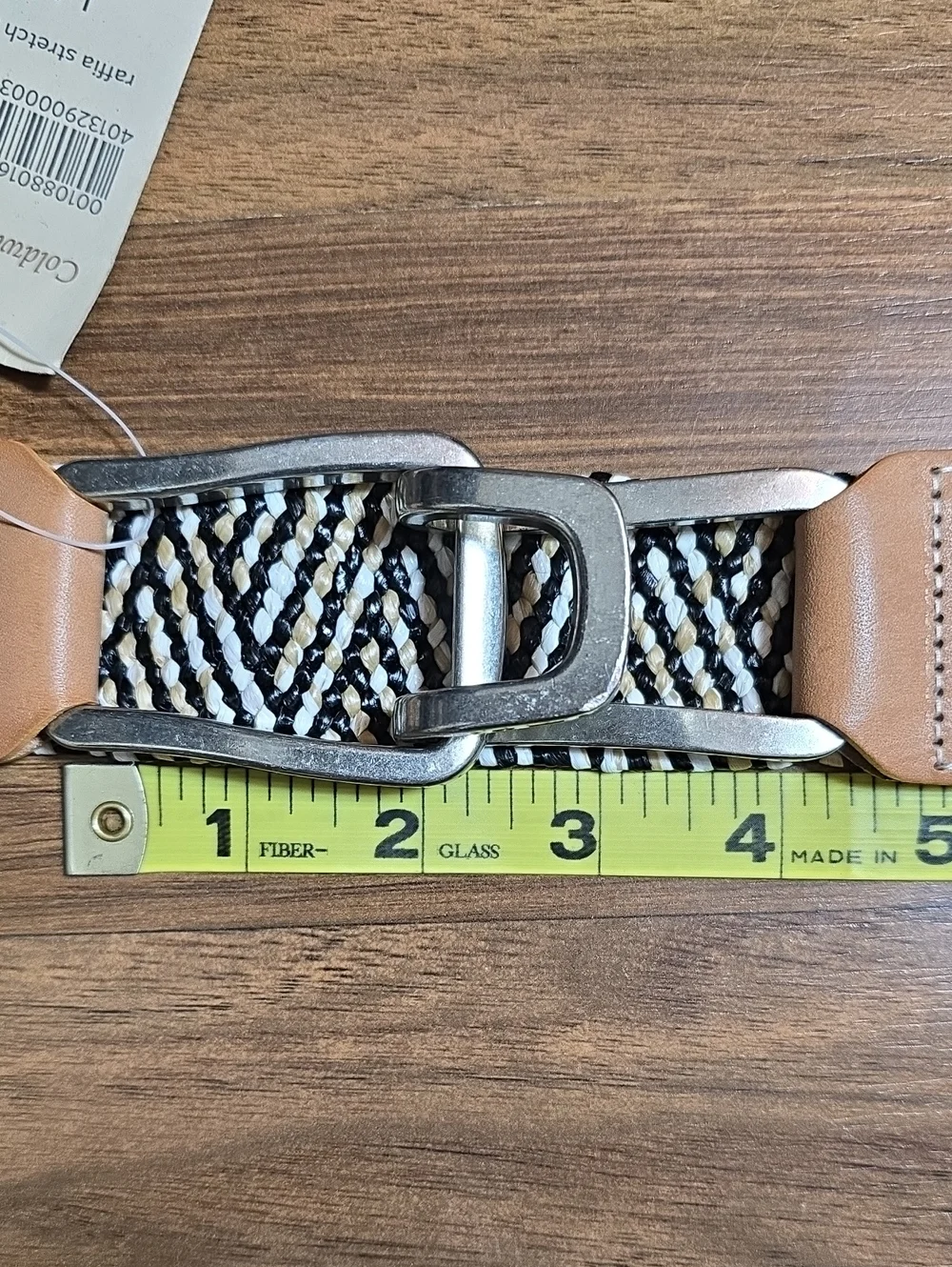Coldwater Creek Raffia Stretch Belt With Silver Buckle